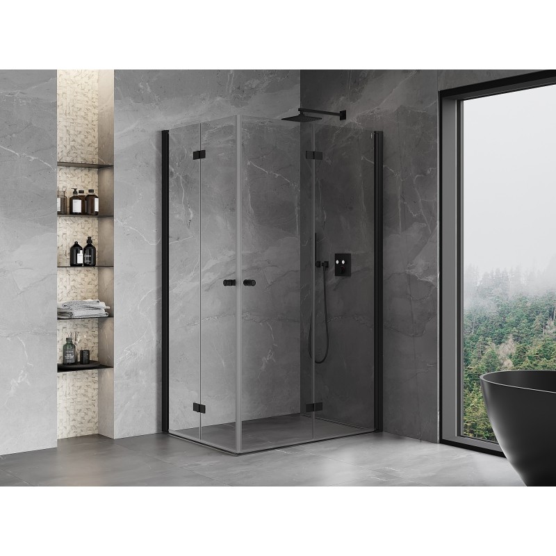 Mexen Mist-F Duo cabine de douche pliable droite 80 x 95 cm, transparent, noire - 8A6-080L-095P-70-00