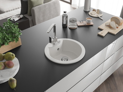 Mexen Diego évier en granit 1 bac avec robinet de cuisine Rita, blanc - 6512-20-670300-00