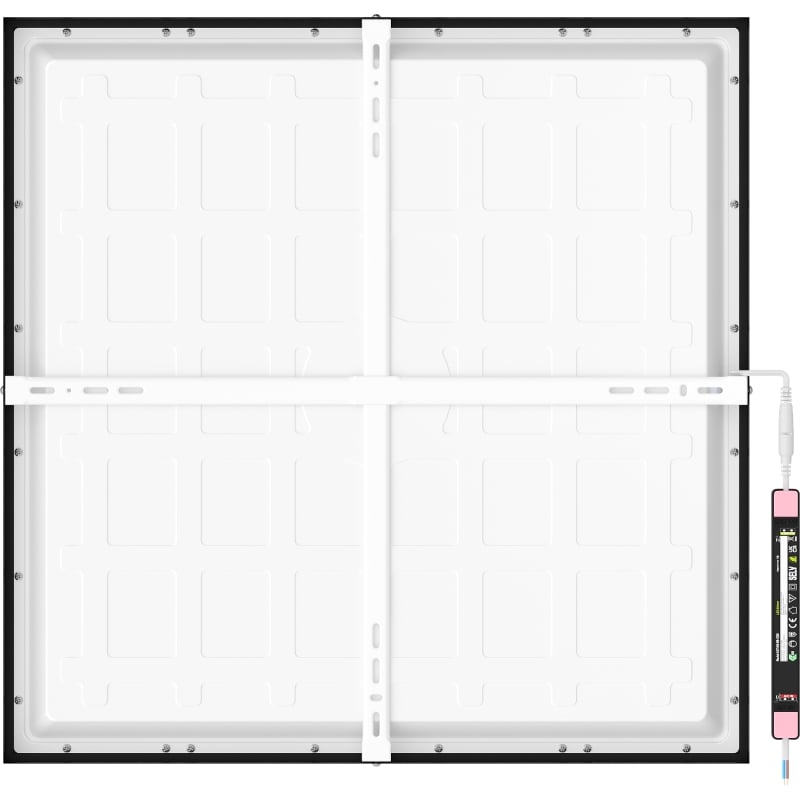 Mexen Brill-S panneau de plafond LED en surface 60 x 60 cm, 48W, Neutre - 4000K, 4800 lm, noir - L206-060-060-4840-70