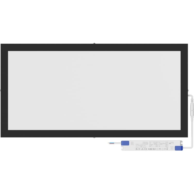 Mexen Brill-S panneau de plafond LED en saillie 60 x 30 cm, 24W, Neutre - 4000K, 2640 lm, noir - L207-060-030-2440-70