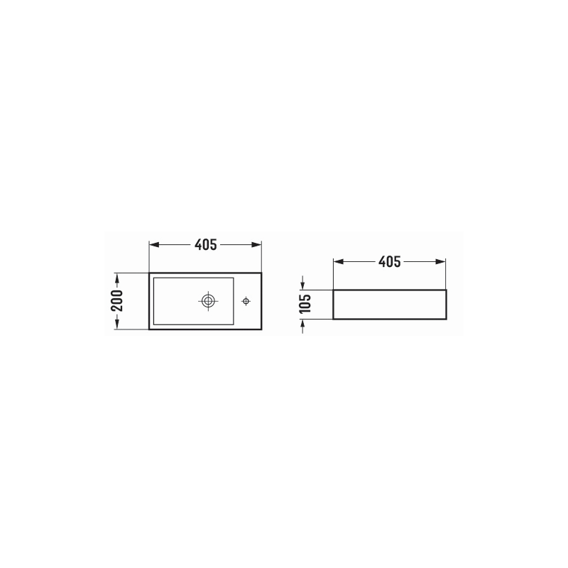 Mexen Inez lavabo de comptoir gauche 40 x 20 cm, gris clair mat - 21484061L