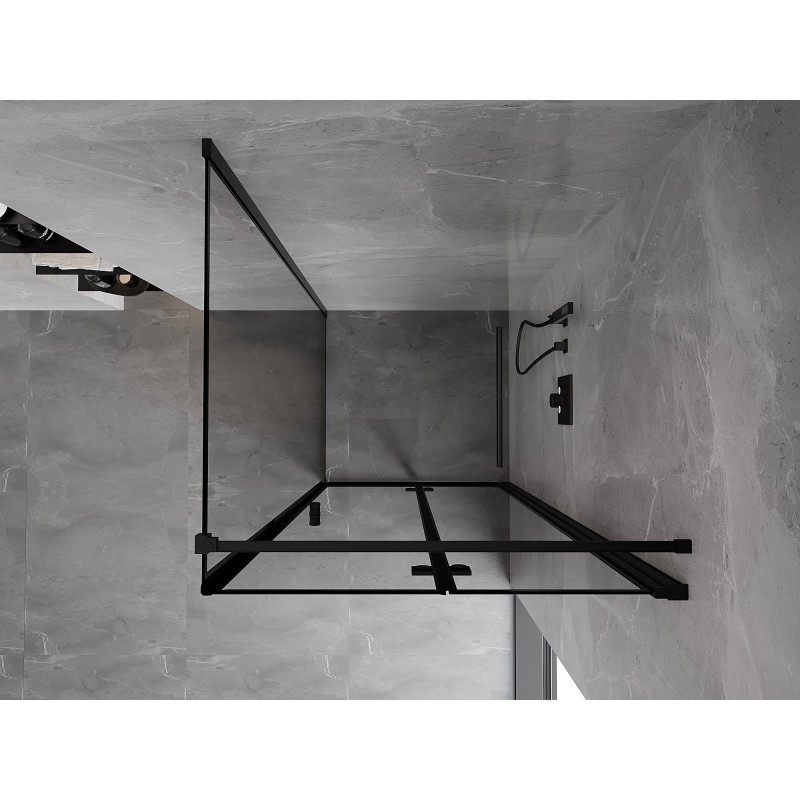 Mexen Mist-F cabine de douche pliante droite 75 x 75 cm, cadre noir, noir - 8A6T-075-075-70-70-P