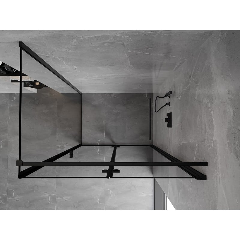 Mexen Mist-F cabine de douche pliante droite 110 x 75 cm, cadre noir, noir - 8A6T-110-075-70-70-P