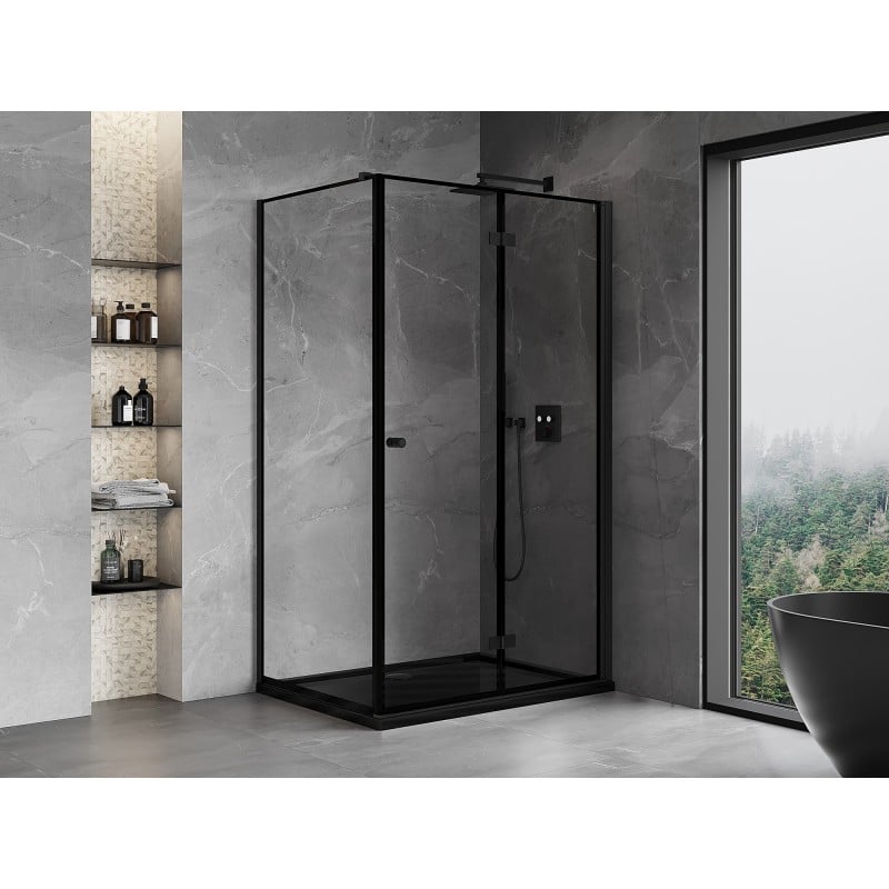 Mexen Mist-F cabine de douche repliable droite 110 x 85 cm, cadre noir, noir - 8A6T-110-085-70-70-P