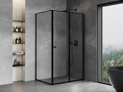 Mexen Mist-F cabine de douche pliante droite 80 x 100 cm, cadre noir, noir - 8A6T-080-100-70-70-P