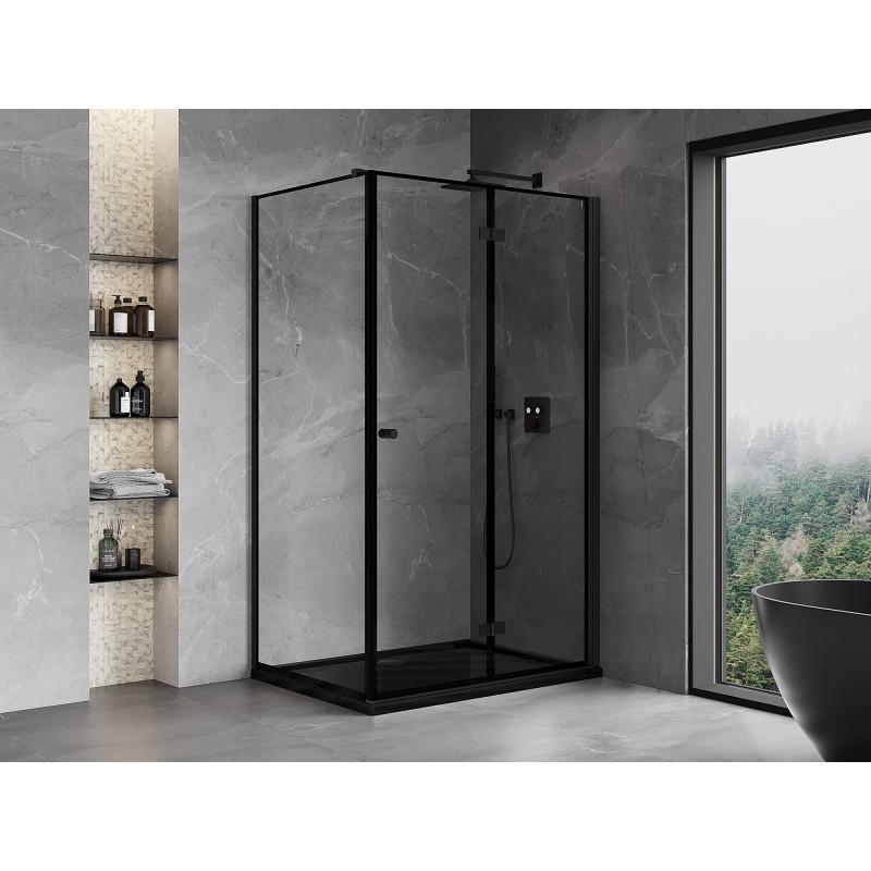 Mexen Mist-F cabine de douche pliable droite 85 x 100 cm, cadre noir, noir - 8A6T-085-100-70-70-P
