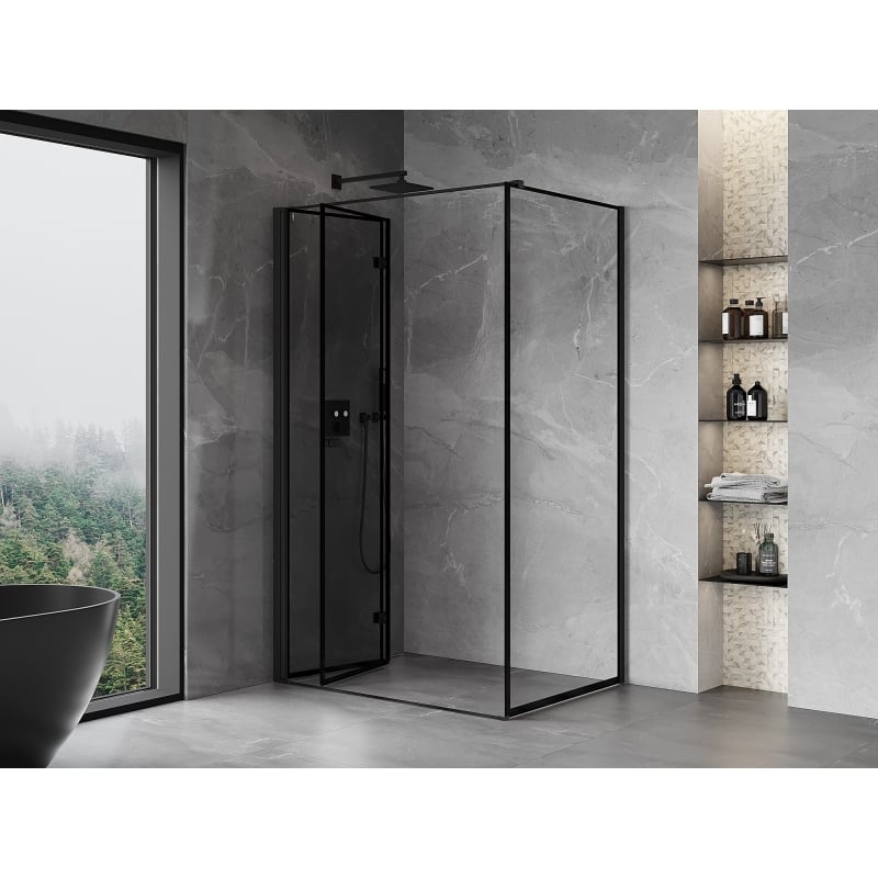 Mexen Mist-F cabine de douche pliante gauche 100 x 70 cm, cadre noir, noir - 8A6T-100-070-70-70-L