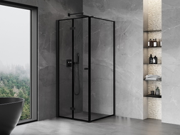 Mexen Mist-F cabine de douche pliante gauche 80 x 80 cm, cadre noir, noir - 8A6T-080-080-70-70-L