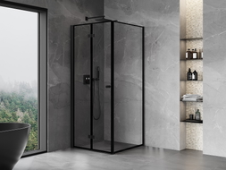 Mexen Mist-F cabine de douche pliante gauche 90 x 90 cm, cadre noir, noir - 8A6T-090-090-70-70-L