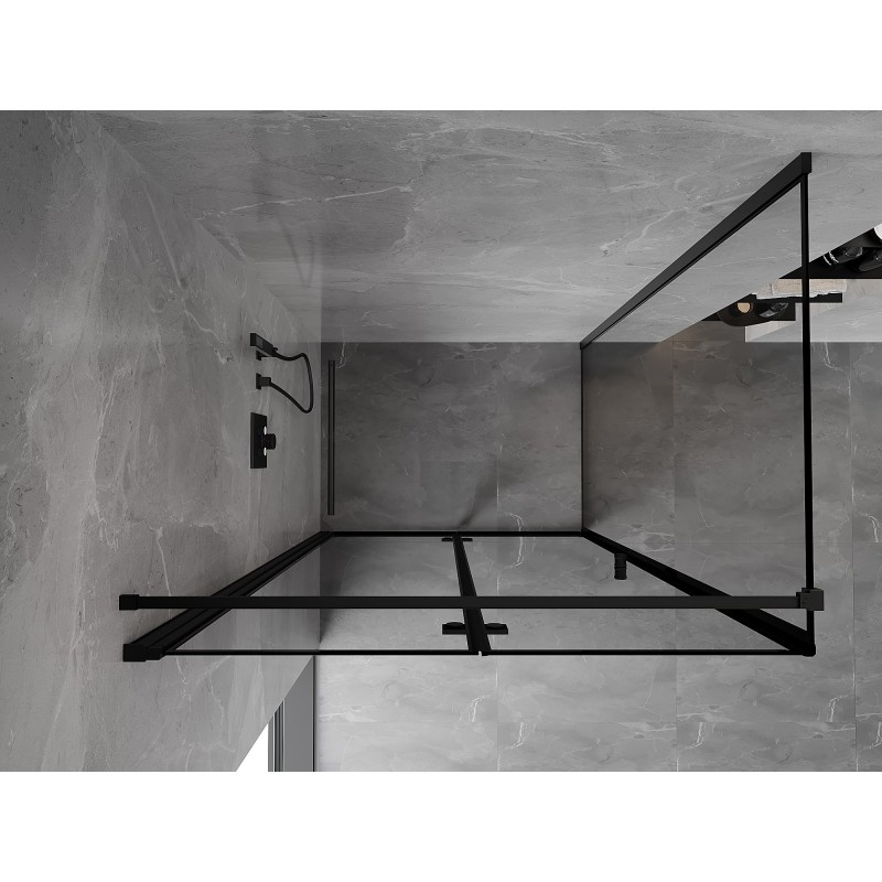 Mexen Mist-F cabine de douche pliante gauche 85 x 100 cm, cadre noir, noir - 8A6T-085-100-70-70-L