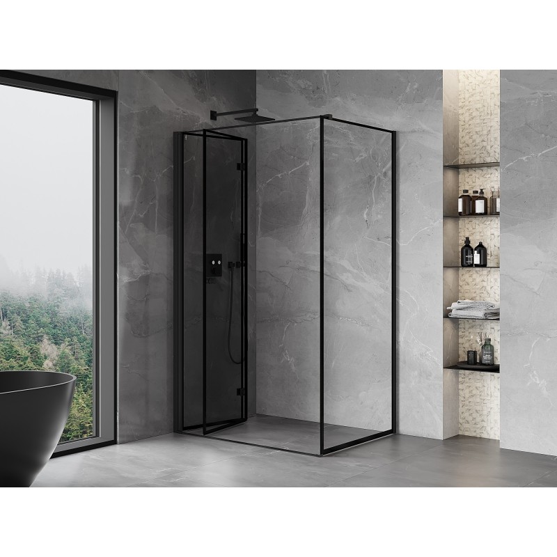 Mexen Mist-F cabine de douche pliante gauche 110 x 120 cm, cadre noir, noir - 8A6T-110-120-70-70-L
