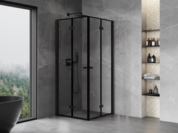 Mexen Mist-F Duo cabine de douche pliante 75 x 75 cm, cadre noir, noir - 8A6-075L-075P-70-70