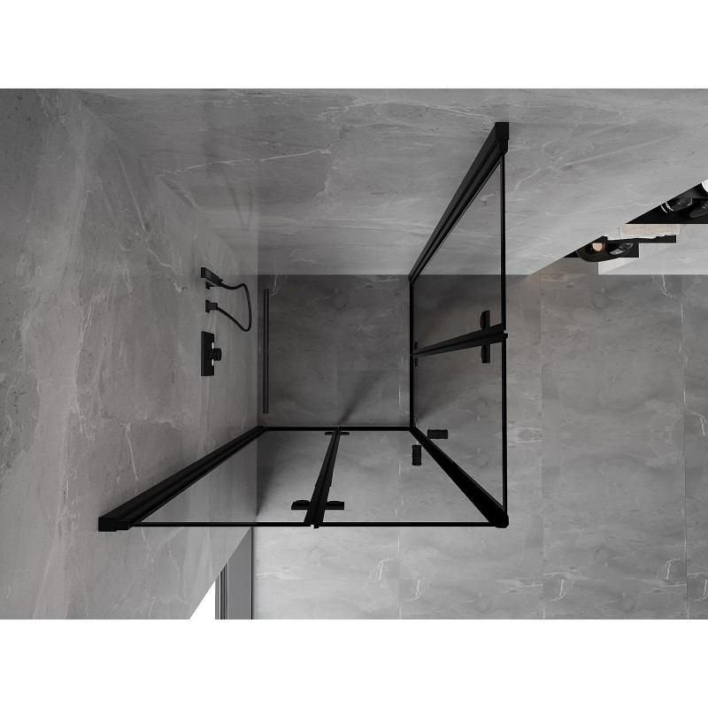 Mexen Mist-F Duo cabine de douche pliante 80 x 80 cm, cadre noir, noir - 8A6-080L-080P-70-70