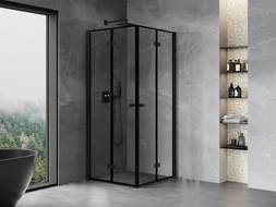 Mexen Mist-F Duo cabine de douche pliante 95 x 95 cm, cadre noir, noir - 8A6-095L-095P-70-70