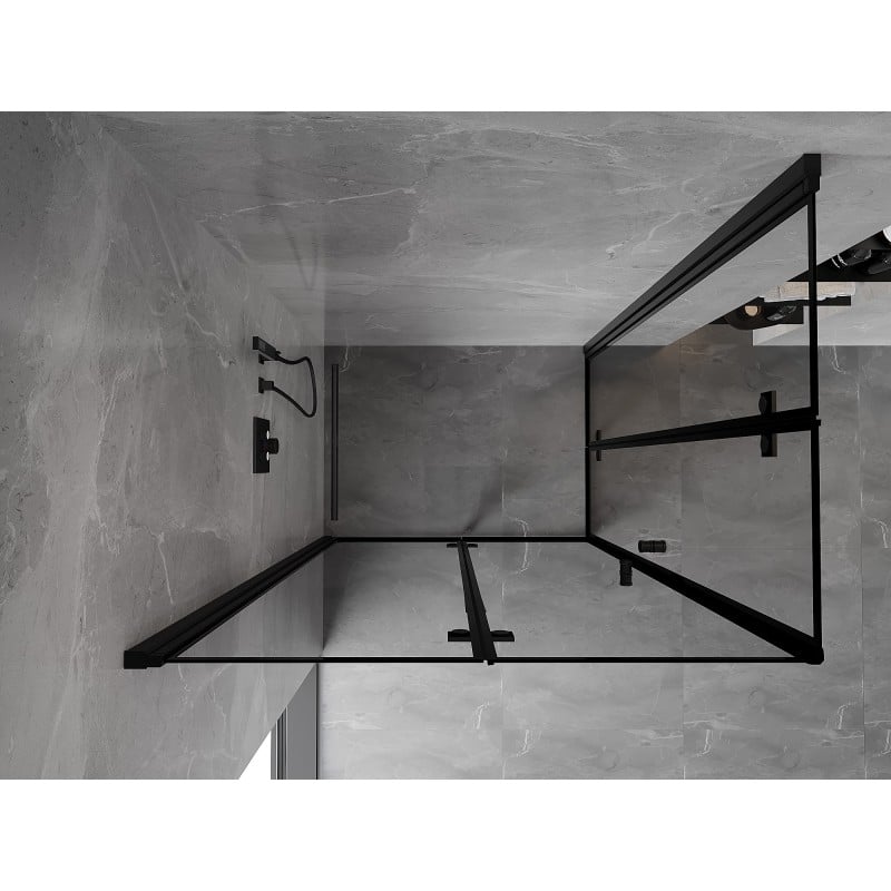 Mexen Mist-F Duo cabine de douche pliante gauche 95 x 75 cm, cadre noir, noir - 8A6-095L-075P-70-70
