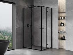 Mexen Mist-F Duo cabine de douche pliante gauche 120 x 85 cm, cadre noir, noir - 8A6-120L-085P-70-70