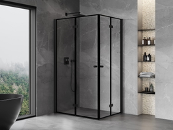 Mexen Mist-F Duo cabine de douche pliante gauche 100 x 95 cm, cadre noir, noir - 8A6-100L-095P-70-70