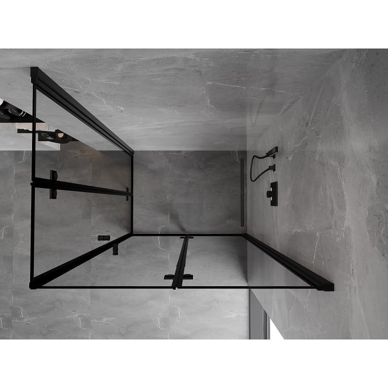 Mexen Mist-F Duo cabine de douche pliante droite 80 x 85 cm, cadre noir, noir - 8A6-080L-085P-70-70