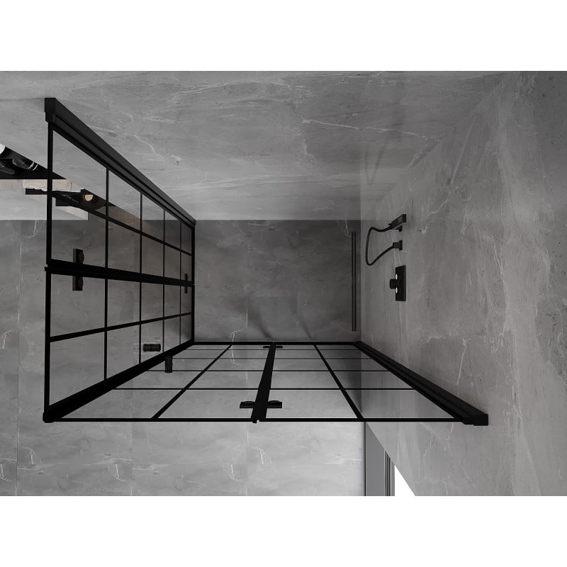 Mexen Mist-F Duo cabine de douche pliante droite 90 x 95 cm, grille noire, noir - 8A6-090L-095P-70-77