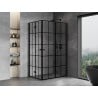 Mexen Mist-F Duo cabine de douche pliante droite 75 x 110 cm, grille noire, noir - 8A6-075L-110P-70-77