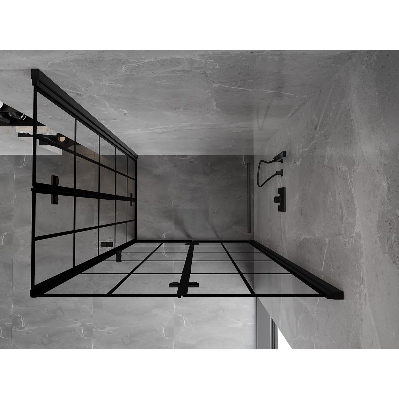 Mexen Mist-F Duo cabine de douche pliante droite 110 x 120 cm, grille noire, noir - 8A6-110L-120P-70-77