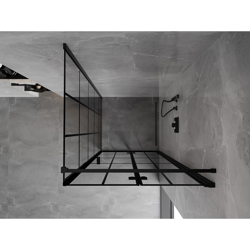 Mexen Mist-F cabine de douche pliable droite 75 x 75 cm, grille noire, noire - 8A6T-075-075-70-77-P