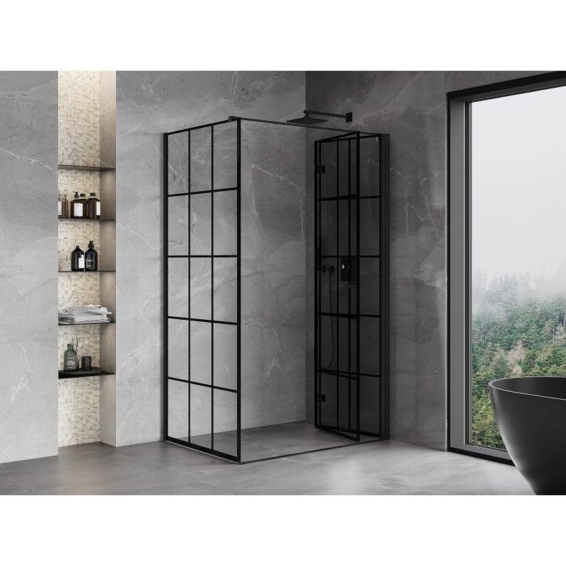 Mexen Mist-F cabine de douche pliante droite 95 x 90 cm, grille noire, noire - 8A6T-095-090-70-77-P