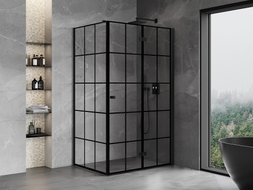 Mexen Mist-F cabine de douche pliante droite 90 x 100 cm, grille noire, noir - 8A6T-090-100-70-77-P