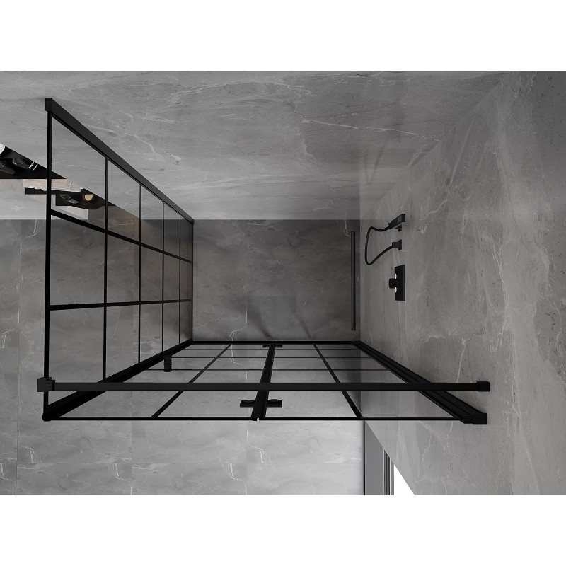 Mexen Mist-F cabine de douche pliante droite 120 x 110 cm, grille noire, noire - 8A6T-120-110-70-77-P