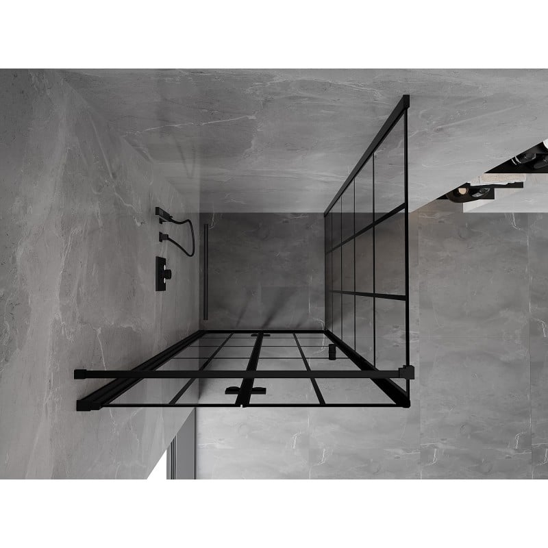 Mexen Mist-F paroi de douche pliante gauche 75 x 75 cm, grille noire, noir - 8A6T-075-075-70-77-L