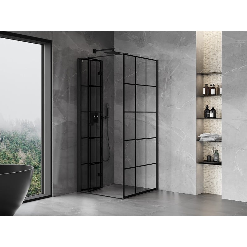 Mexen Mist-F cabine de douche pliable gauche 80 x 80 cm, grille noire, noire - 8A6T-080-080-70-77-L