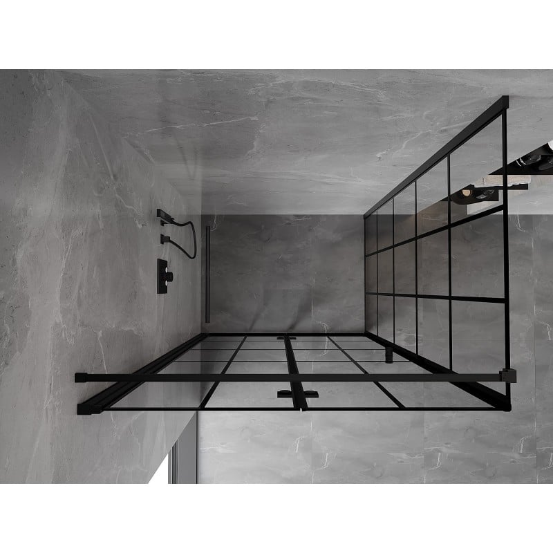 Mexen Mist-F cabine de douche pliante gauche 110 x 90 cm, grille noire, noir - 8A6T-110-090-70-77-L