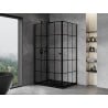 Mexen Mist-F cabine de douche pliante gauche 110 x 95 cm, quadrillage noir, noir - 8A6T-110-095-70-77-L
