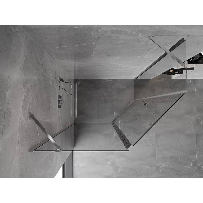 Mexen Mist cabine de douche pentagonale asymétrique pivotante 90 x 80 cm, transparent, chrome - 8A8-090-080-01-00