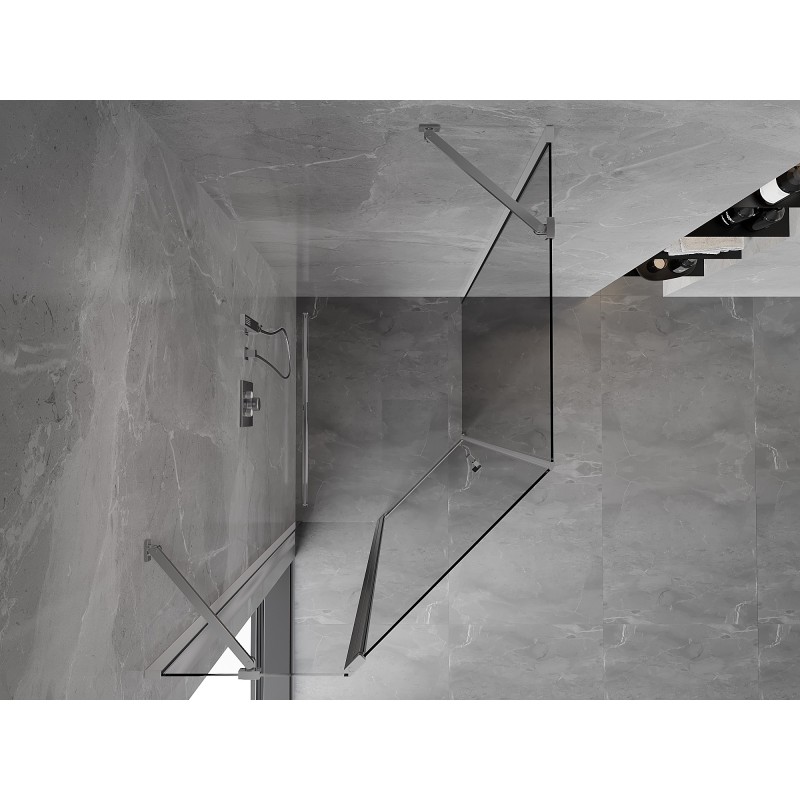 Mexen Mist cabine de douche pentagonale asymétrique pivotante 80 x 90 cm, transparent, chrome - 8A8-080-090-01-00