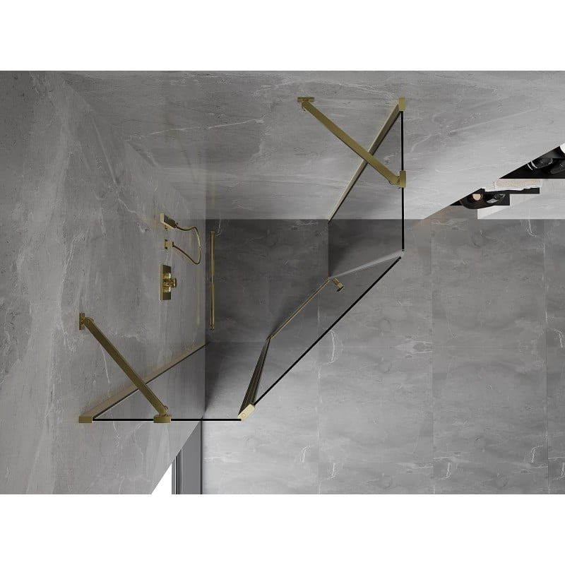 Mexen Mist cabine de douche pentagonale pivotante 100 x 100 cm, transparent, doré - 8A8-100-100-50-00