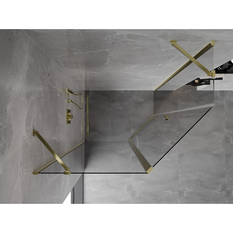 Mexen Mist cabine de douche pentagonale asymétrique pivotante 100 x 90 cm, transparente, dorée - 8A8-100-090-50-00