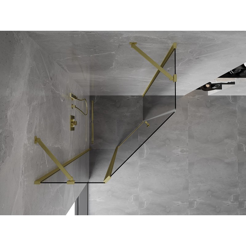 Mexen Mist cabine de douche pentagonale pivotante 100 x 100 cm, transparent, or brossé - 8A8-100-100-55-00
