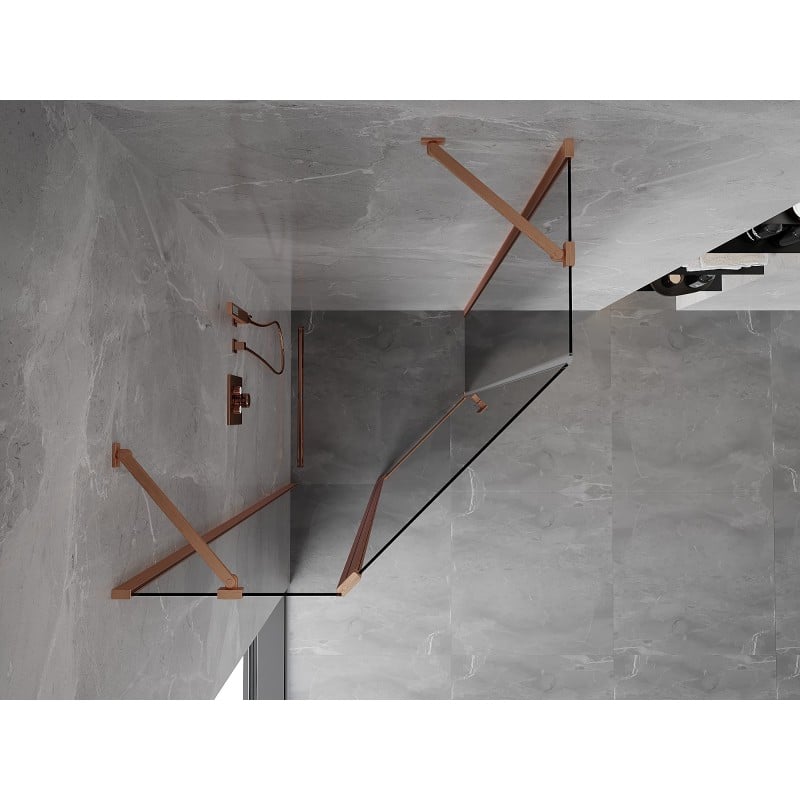 Mexen Mist cabine de douche pentagonale pivotante 100 x 100 cm, transparent, cuivre brossé - 8A8-100-100-65-00