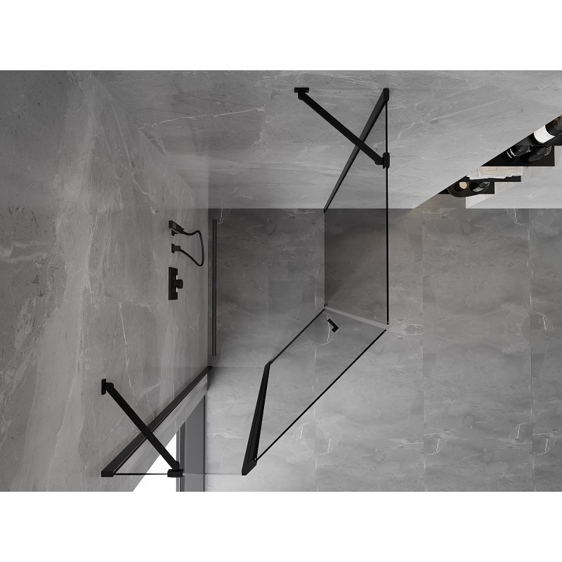 Mexen Mist cabine de douche pentagonale asymétrique pivotante 80 x 100 cm, transparent, noir - 8A8-080-100-70-00