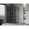 Mexen Mist cabine de douche pentagonale asymétrique pivotante gauche 90 x 100 cm, grille noire, noire - 8A8-090-100-70-77-L