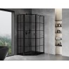 Mexen Mist cabine de douche pentagonale asymétrique pivotante gauche 90 x 100 cm, grille noire, noire - 8A8-090-100-70-77-L