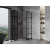 Mexen Mist cabine de douche pentagonale asymétrique pivotante gauche 90 x 100 cm, grille noire, noire - 8A8-090-100-70-77-L