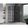 Mexen Mist cabine de douche pentagonale asymétrique à charnière droite 90 x 80 cm, grille noire, noire - 8A8-090-080-70-77-P