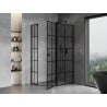 Mexen Mist cabine de douche pentagonale asymétrique pivotante droite 100 x 80 cm, grille noire, noire - 8A8-100-080-70-77-P