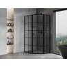 Mexen Mist cabine de douche pentagonale asymétrique pivotante droite 80 x 100 cm, grille noire, noir - 8A8-080-100-70-77-P