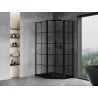Mexen Mist cabine de douche pentagonale asymétrique pivotante droite 80 x 100 cm, grille noire, noir - 8A8-080-100-70-77-P