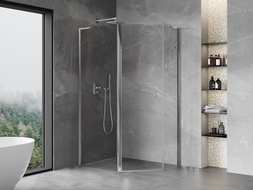 Mexen Mist L cabine de douche pentagonale asymétrique pivotante 100 x 90 cm, transparent, chrome - 8A8L-100-090-01-00