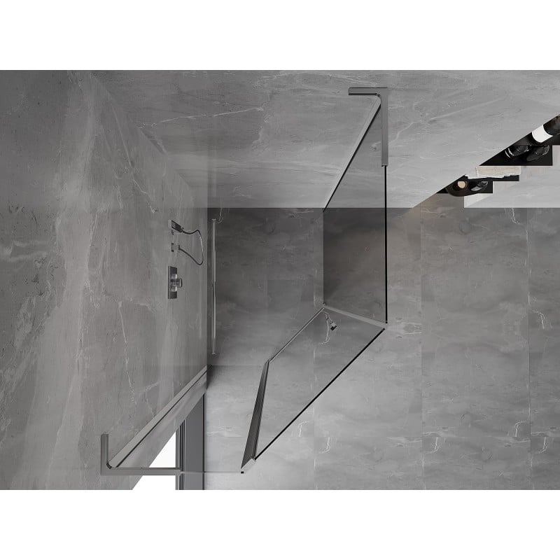Mexen Mist L cabine de douche pentagonale asymétrique pivotante 80 x 90 cm, transparente, chrome - 8A8L-080-090-01-00