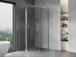 Mexen Mist L cabine de douche pentagonale asymétrique pivotante 80 x 100 cm, transparent, chrome - 8A8L-080-100-01-00